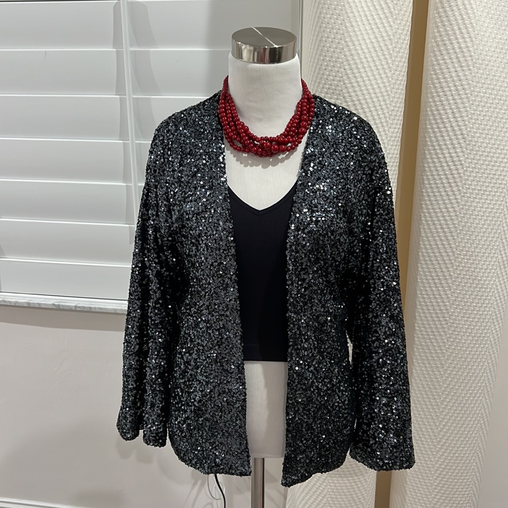 GAP Sequin Jacket/Kimono Gunmetal *NWT*